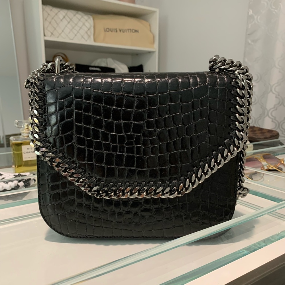 Stella McCartney Embossed Crocodile Effect Medium Falabella box shoulder bag